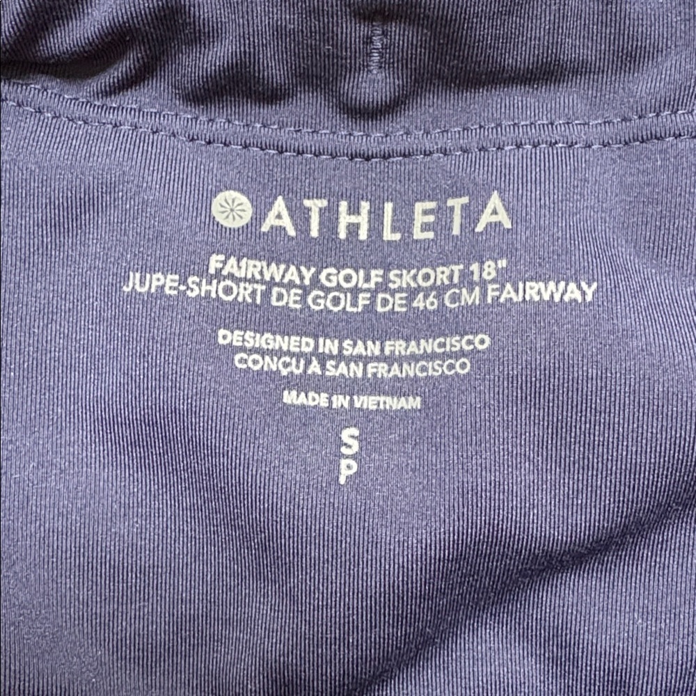 Athleta Fairway High Rise Golf 18" Skort skirt Built in Shorts Navy Blue Small S - Picture 7 of 8